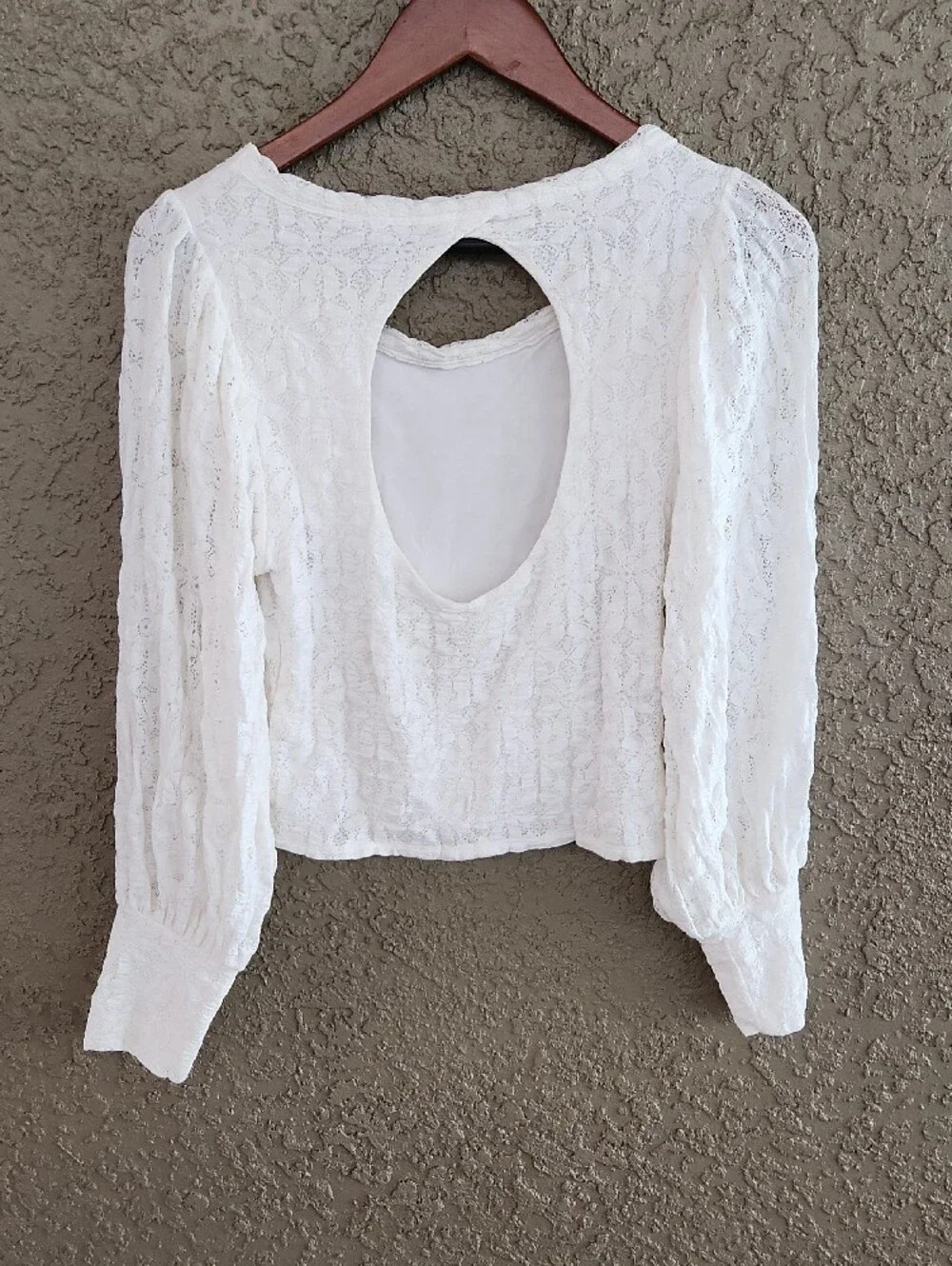 Free People Tea Time Long Sleeve Lace Top Open Back